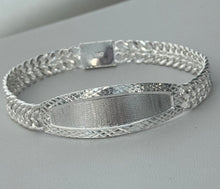 Load image into Gallery viewer, Sterling Silver 2 Row Curb 8" Diamond Cut Border 16mm Bracelet light weight