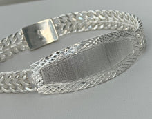Load image into Gallery viewer, Sterling Silver 2 Row Curb 8" Diamond Cut Border 20mm Bracelet