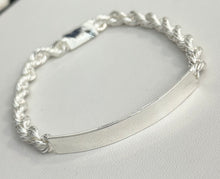 Load image into Gallery viewer, Sterling Silver Rope ID 8" Bracelet