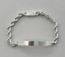Load image into Gallery viewer, Sterling Silver Rope ID 8" Bracelet