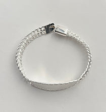 Load image into Gallery viewer, Sterling Silver 2 Row Curb Diamond Cut ID with CZ around 16mm Bracelet