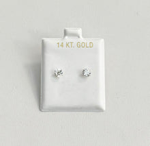 Load image into Gallery viewer, 14k Gold Round Clear Cubic Zirconia Screw-back Stud Earrings