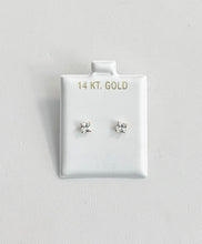 Load image into Gallery viewer, 14k Gold Square Clear Cubic Zirconia Screw-back Stud Earrings
