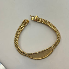 Load image into Gallery viewer, 14k Gold 2 Row Curb Link Greek Border ID Bracelet .
