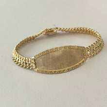 Load image into Gallery viewer, 14k Gold 2 Row Curb Link Greek Border ID Bracelet .