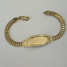 Load image into Gallery viewer, 14k Gold 2 Row Curb Link Greek Border ID Bracelet .