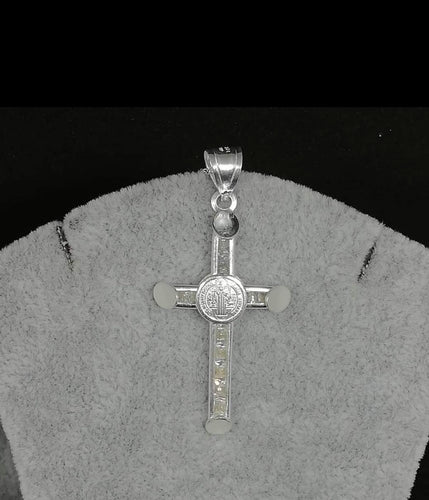 Sterling Silver Pendant San Benito Cross with Cz