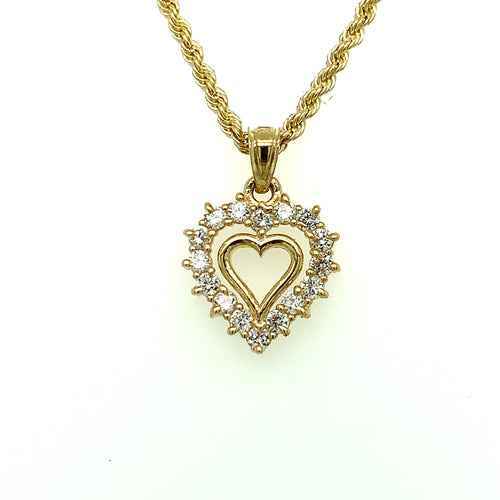 10K Gold Heart Cz Pendant