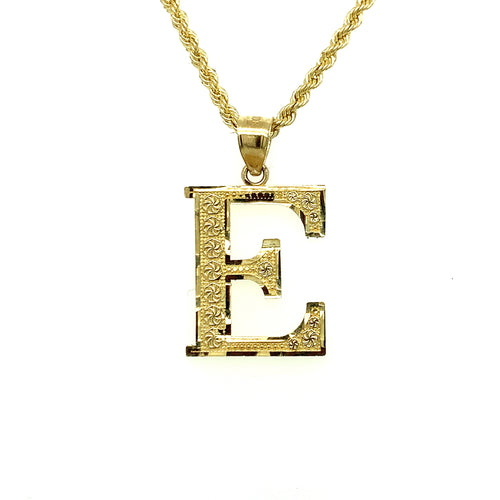 10K Gold Letter E Pendant