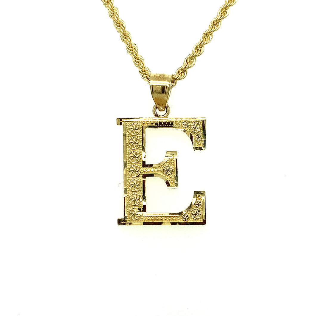 10K Gold Letter E Pendant