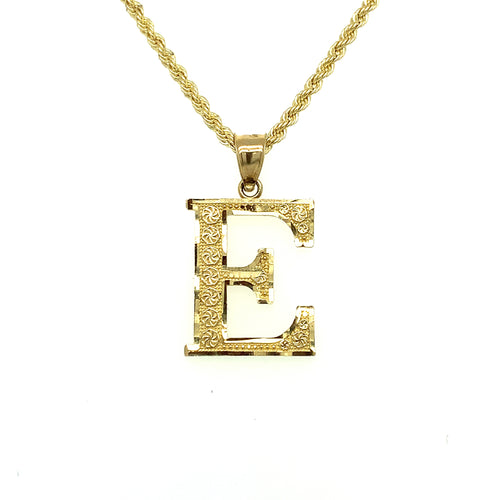 10K Gold Letter E Pendant