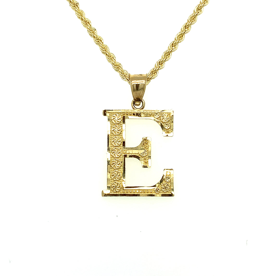 10K Gold Letter E Pendant