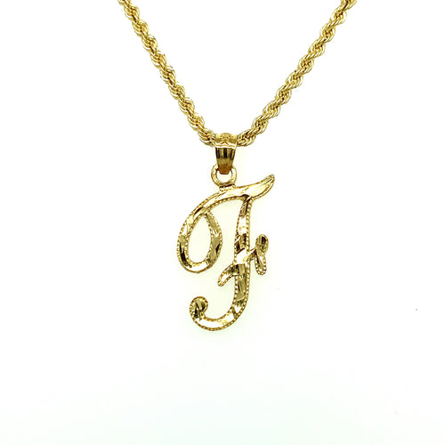 10K Gold Letter F Pendant