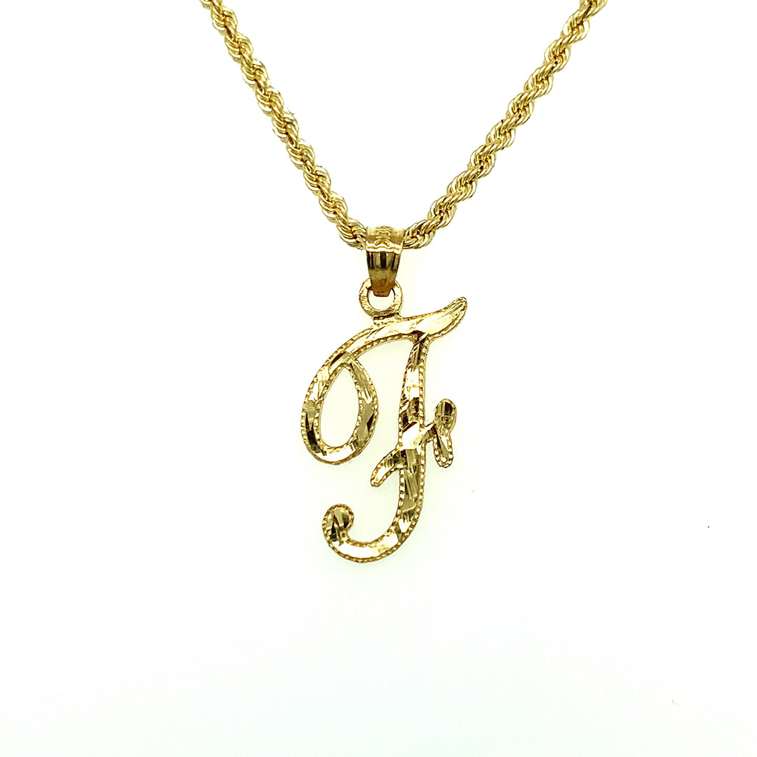 10K Gold Letter F Pendant