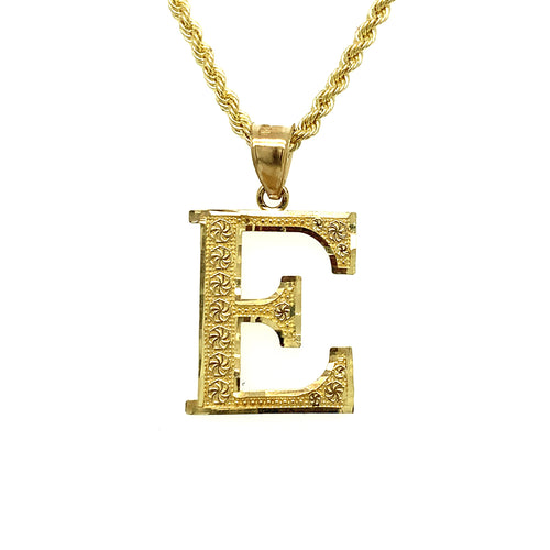 10K Gold Letter E Pendant