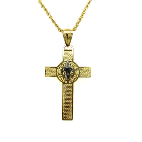 10K Gold Saint Benedict Cross Pendant