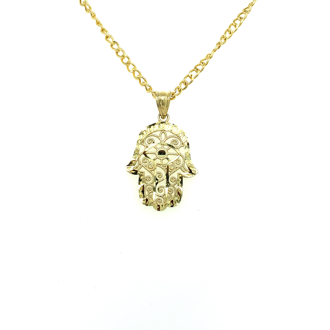 10K Gold Hamsa Hand Pendant