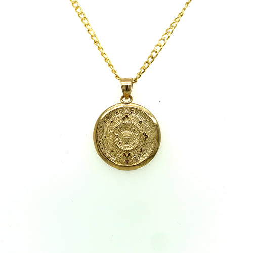10K Gold Aztec Calendar Pendant