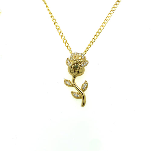 10K Gold Rose Cz Pendant