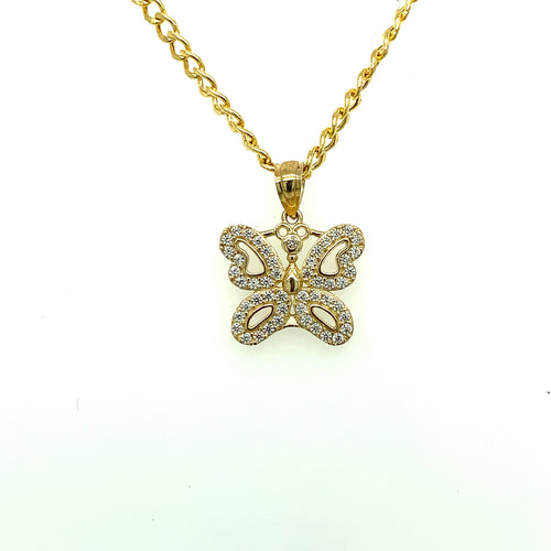 10K Gold Mariposa Cz Pendant