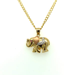 10K Gold Elephant Cz Pendant