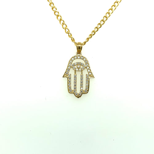 10K Gold Turkish Hand Cz Pendant