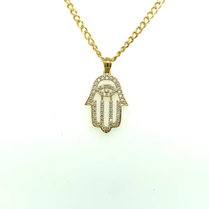 10K Gold Turkish Hand Cz Pendant