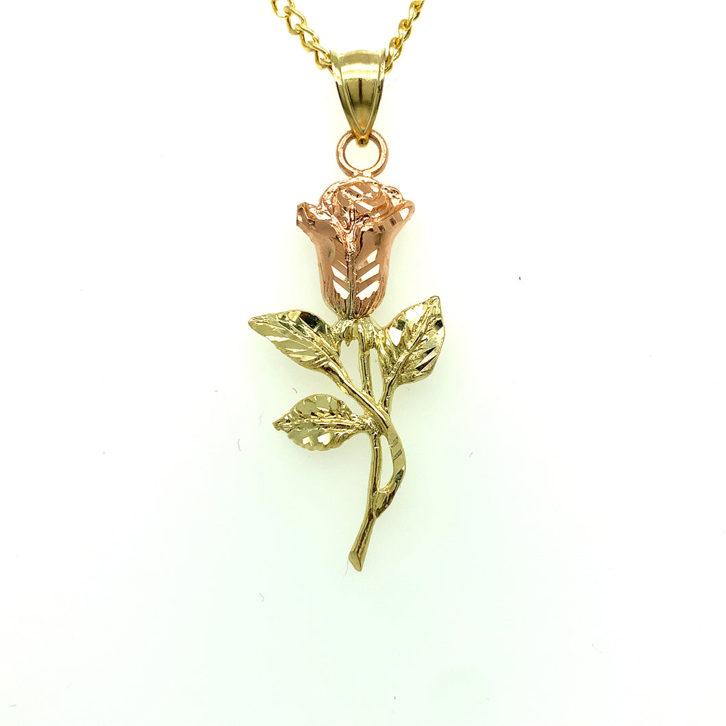 10K Gold Rose Pendant