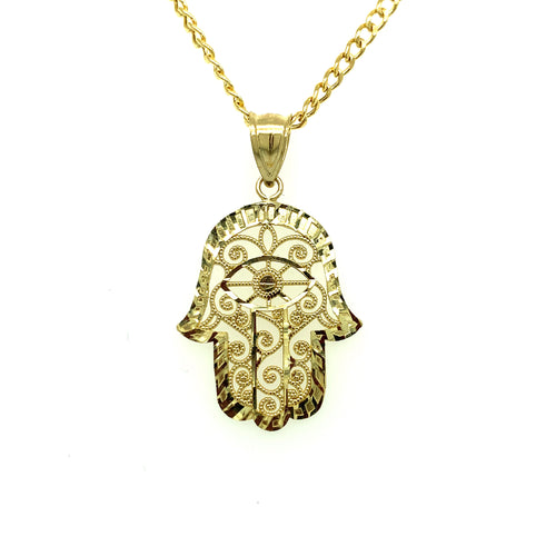 10K Gold Hamsa Hand Pendant