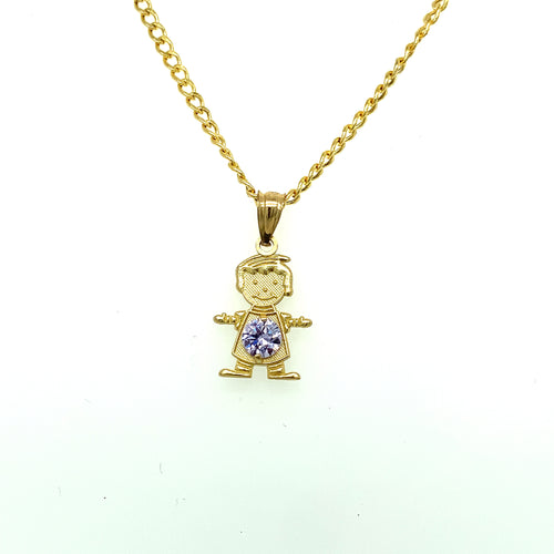 10K Gold Boy June Birthstone Cz Pendant