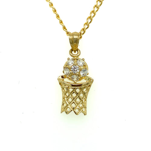 10K Gold Basketball Cz Pendant