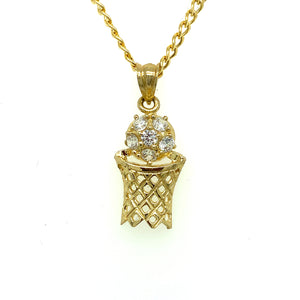 10K Gold Basketball Cz Pendant