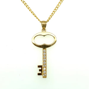 10K Gold Key Cz Pendant