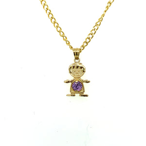 10K Gold Boy February Birthstone Cz Pendant