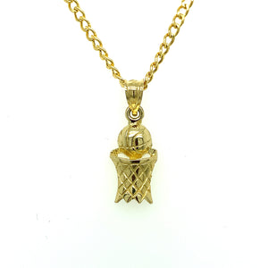 10K Gold Basketball Pendant