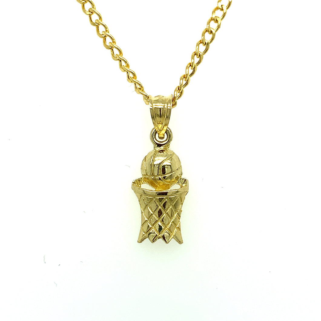 10K Gold Basketball Pendant