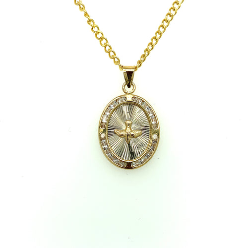 10K Gold Holy Spirit Cz Pendant