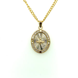 10K Gold Holy Spirit Cz Pendant