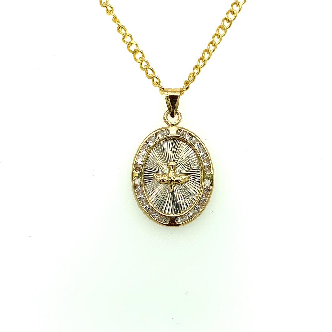 10K Gold Holy Spirit Cz Pendant