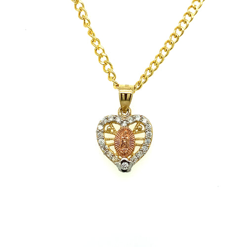 10K Gold Our Lady of Guadalupe Cz Pendant