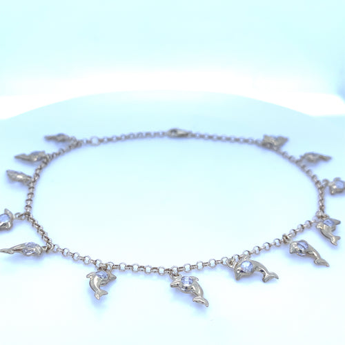 10K Gold Dolphin Ankle Bracelet
