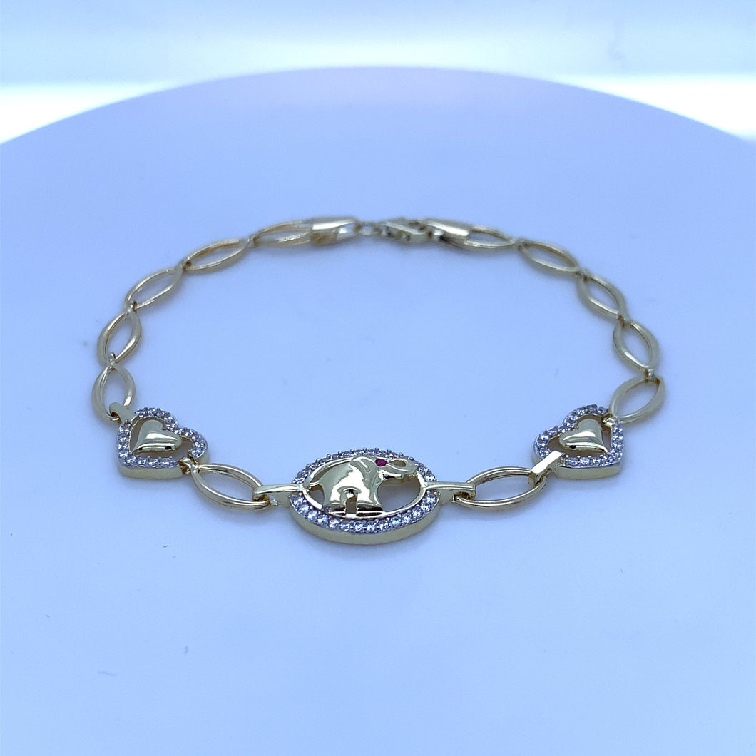 10K Gold Elephant Heart Bracelet