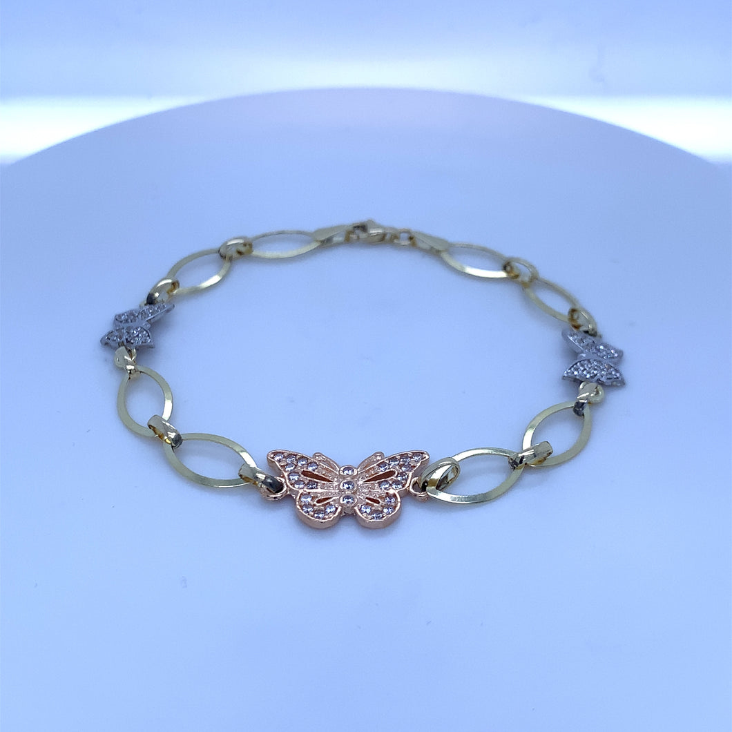 10K Tri Gold Butterfly Bracelet