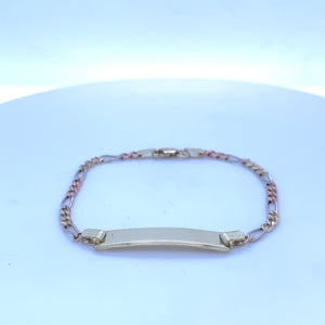 10K Tri Gold FIgaro Link ID Bracelet