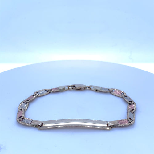 10K Tri Gold Mariner Link ID Bracelet