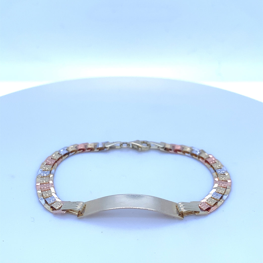 10K Tri Gold ID Bracelet
