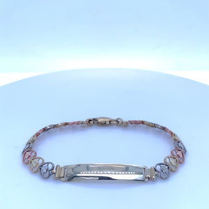10K Tri Gold Heart ID Bracelet