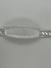 Load image into Gallery viewer, Sterling Silver 2 Row Curb Diamond Cut ID with CZ around 16mm Bracelet