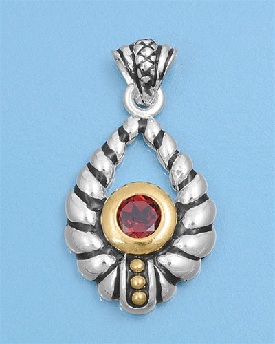 Sterling Silver Garnet CZ Pendant