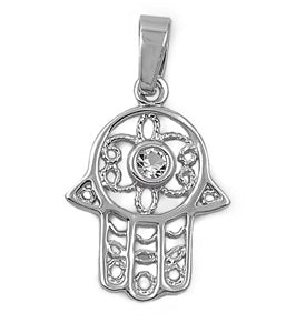 Sterling Silver Hand Pendant W/ CZ